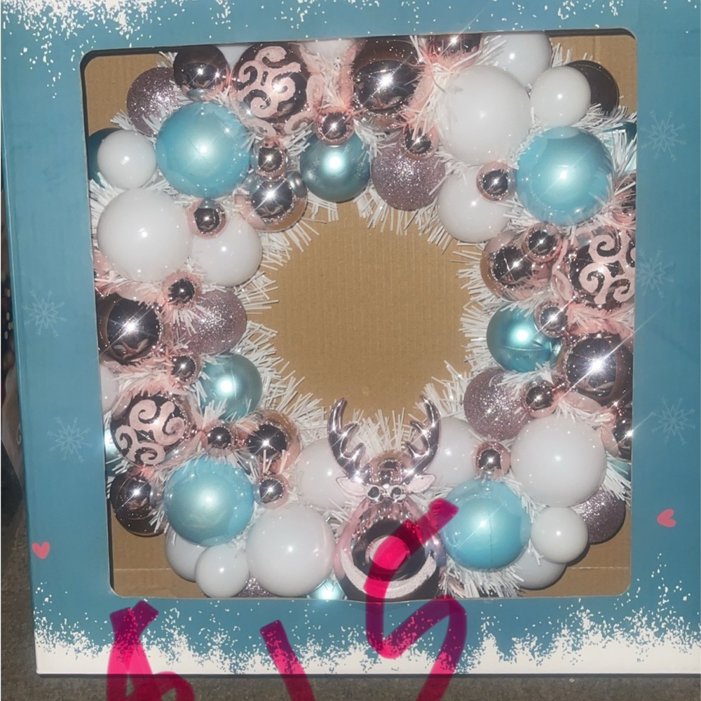 Festive White and Blue Holiday Wreath
